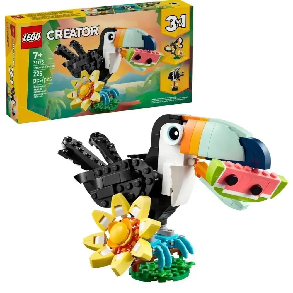 LEGO Creator Bird Toy 3-in-1 Tropical Toucan 31173 Building Kit (225 Pieces)